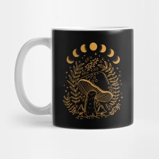 Moonlit Magic: Dark Academia Goblincore Witchy Moon Meets Cottagecore Aesthetic Mushroom Illustrations Mug